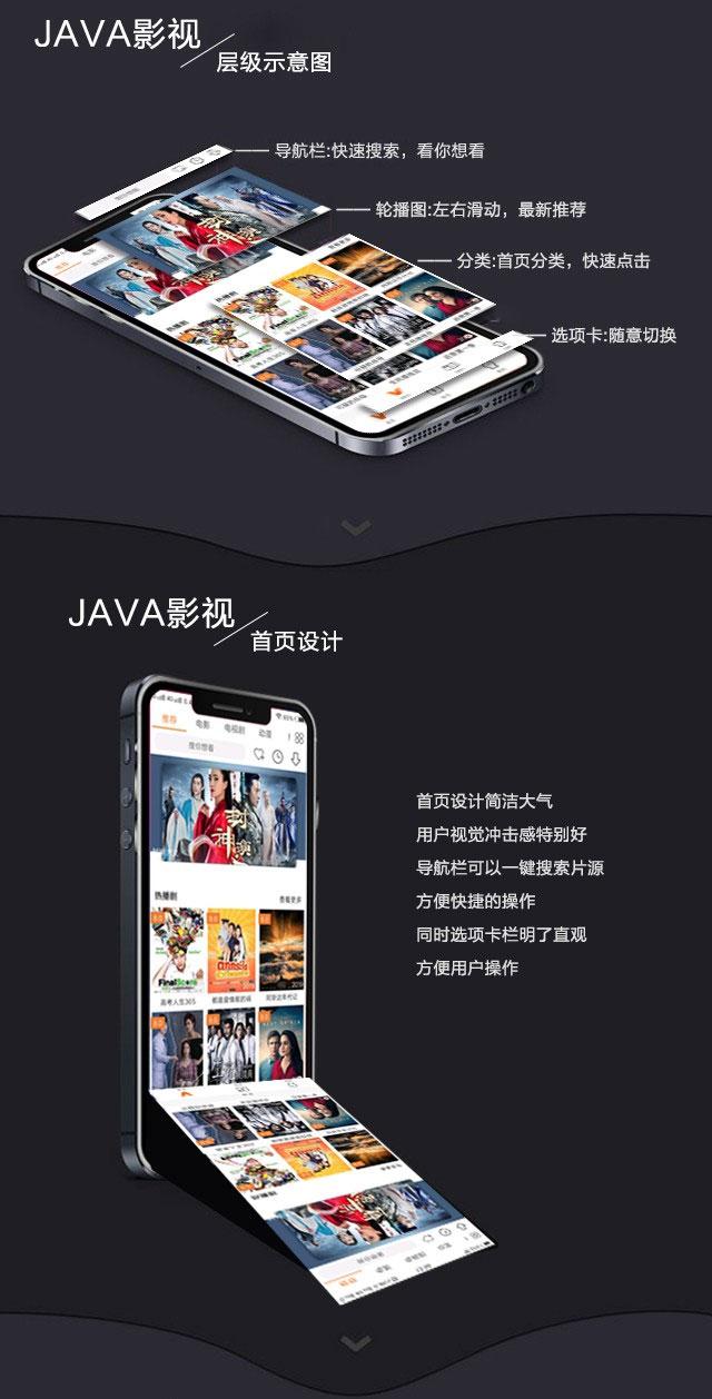 ​2019新UI新版JAVA原生双端投屏影视APP