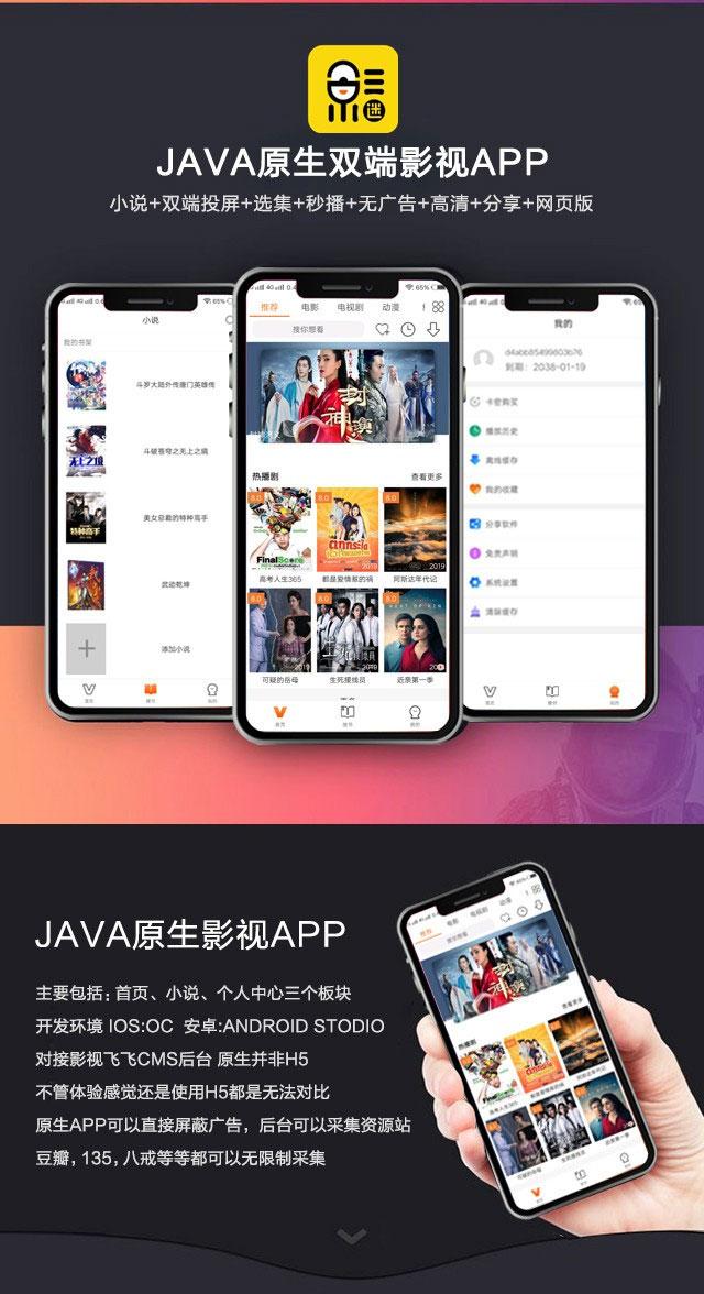2019新UI新版JAVA原生双端投屏影视APP