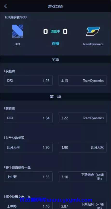 【优选源码】华人电竞/电竞竞猜/原版源码