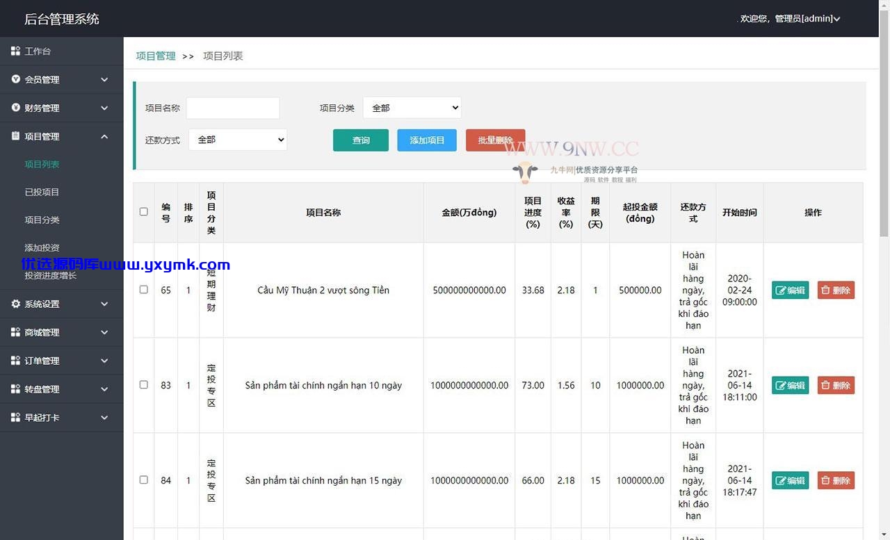 【优选源码】二开越南语投资理财金融理财众筹程序