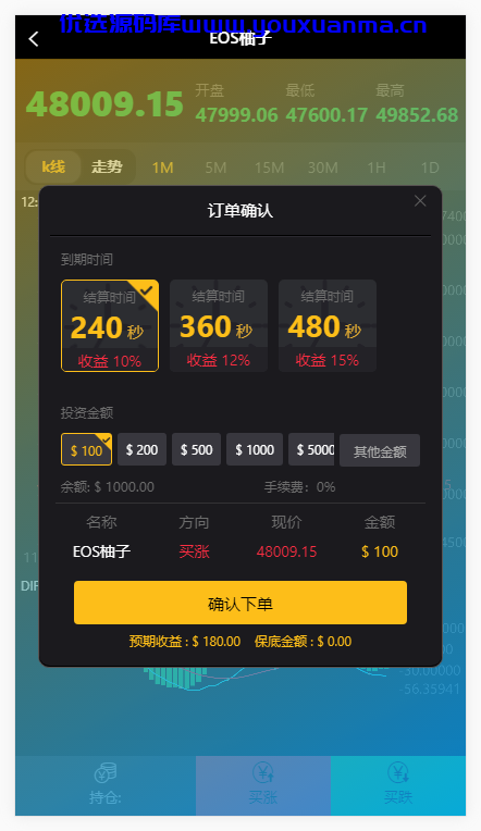 【优选源码】会员投稿未测试修复版微盘,k线正常,带产品进入金额限制