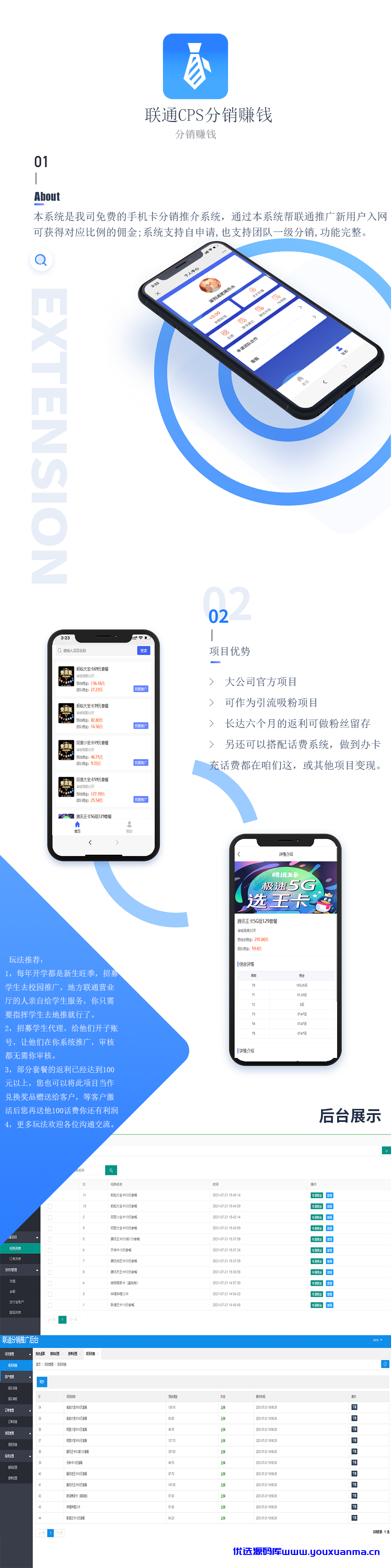 【优选源码】联通卡CPS 联通分销佣金系统/联通大王卡分销 独立安装版