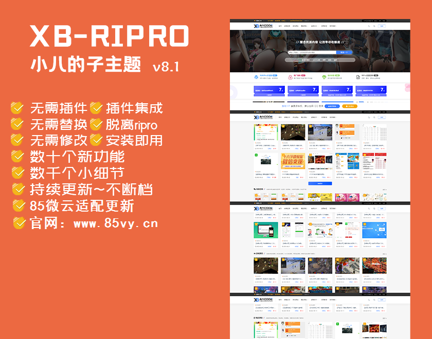 【优选源码】【RiPro子主题】小八子主题v8.1,极致美化,功能超乎所想