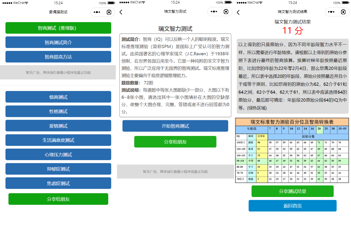 【优选源码】智力测试情商测试提升智力小程序源码