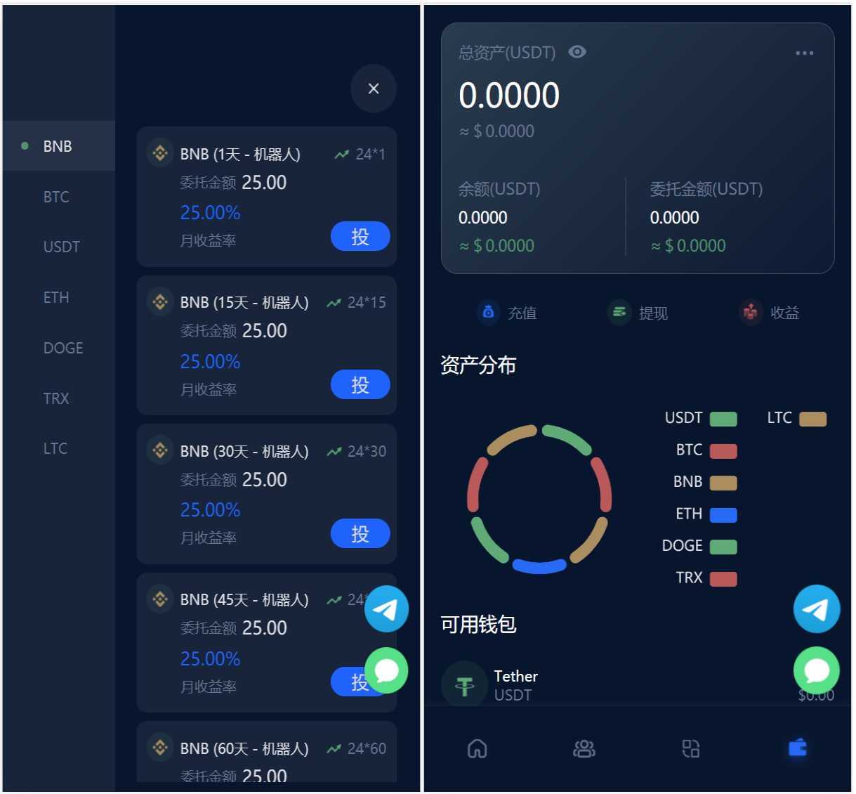 【优选源码】BTC虚拟币投资理财系统源码|定期存币收益理财|加密货币质押机器人量化交易