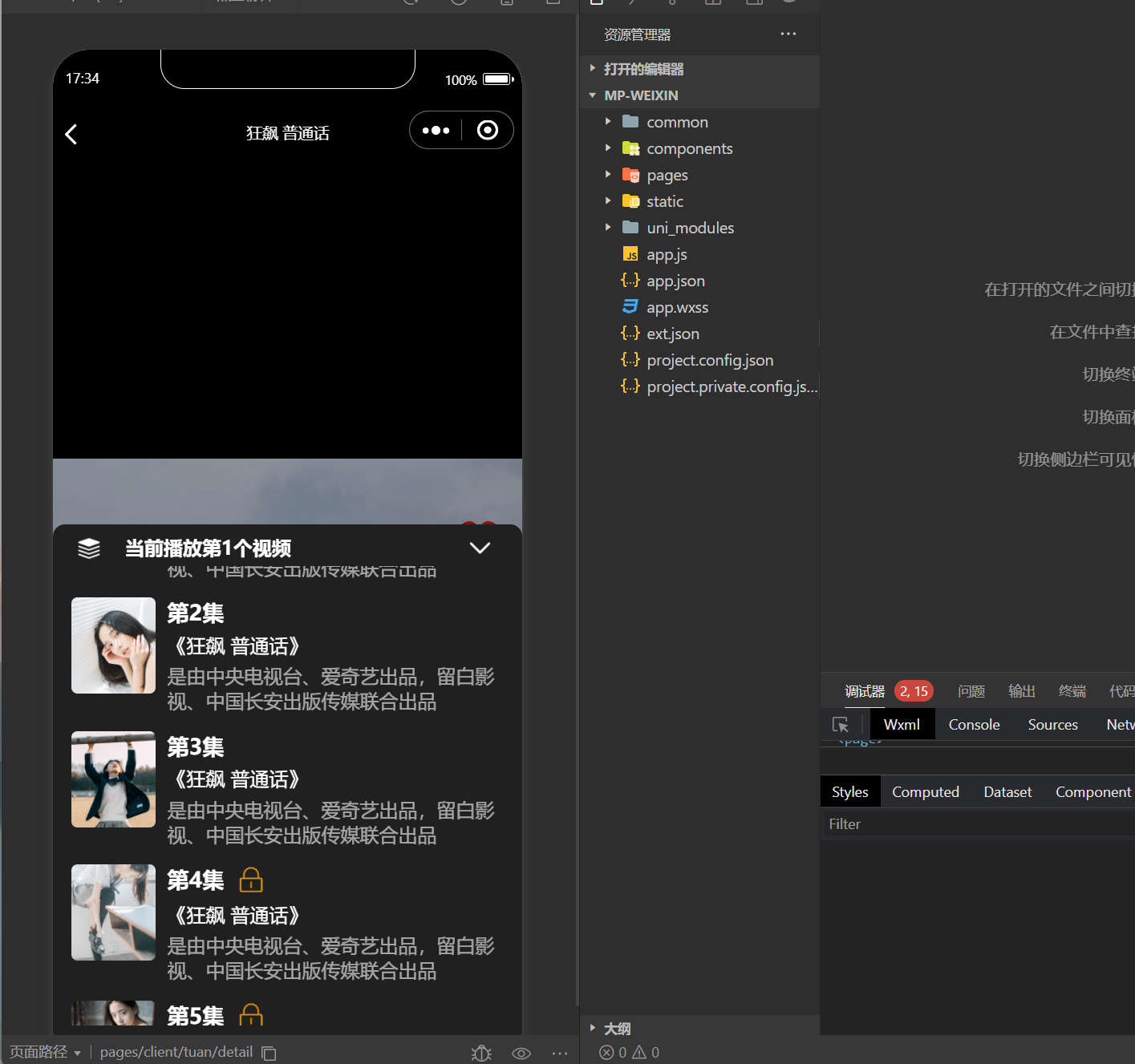 【优选源码】亲测-仿抖音滑动小短剧影视带支付收益等模式的微信小程序源码下载
