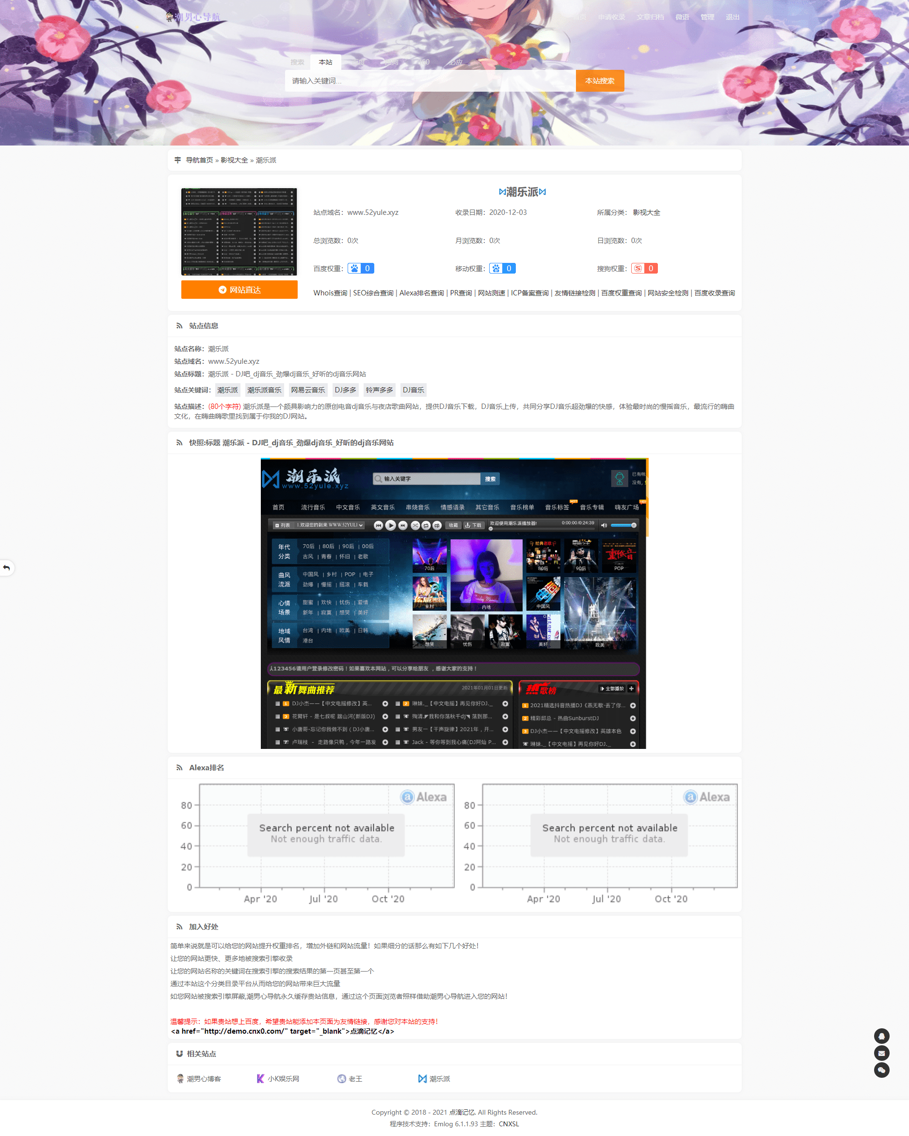 【优选源码】带文章功能的emlog版收录导航模板 – cnxsl主题1.0