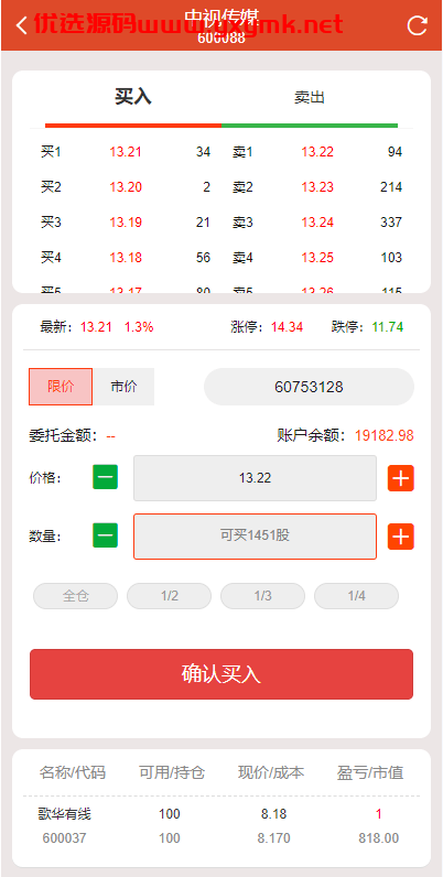 【优选代售】uinapp版股票交易系统/股票配资策略系统/K线图完美 | 标价虚价 防下载设置 详细价格咨询客服