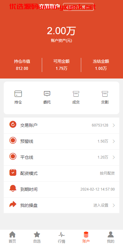 【优选代售】uinapp版股票交易系统/股票配资策略系统/K线图完美 | 标价虚价 防下载设置 详细价格咨询客服