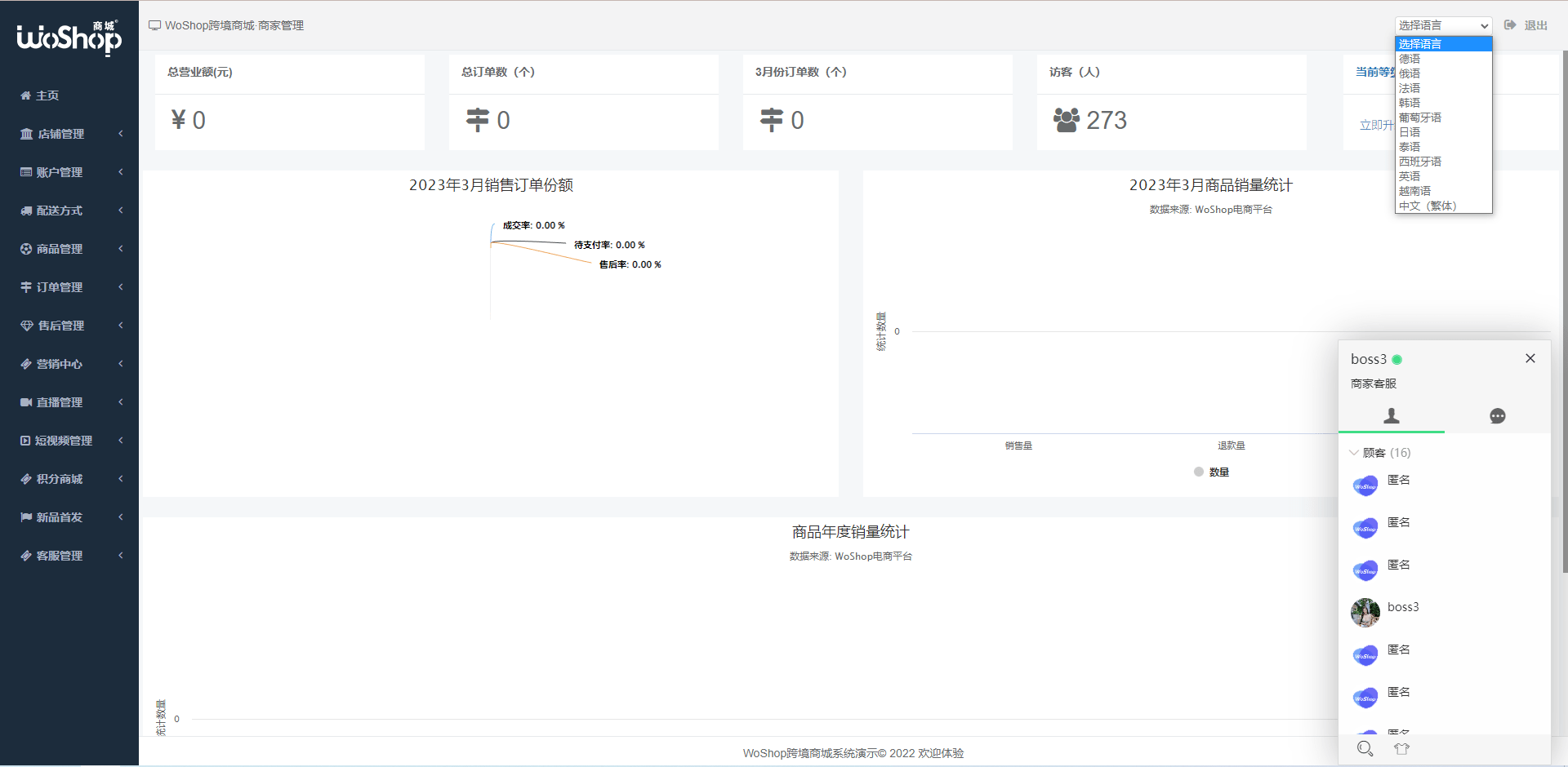 【优选代售】全套WoShop多商户跨境电商系统/付费插件/多语言/国际支付