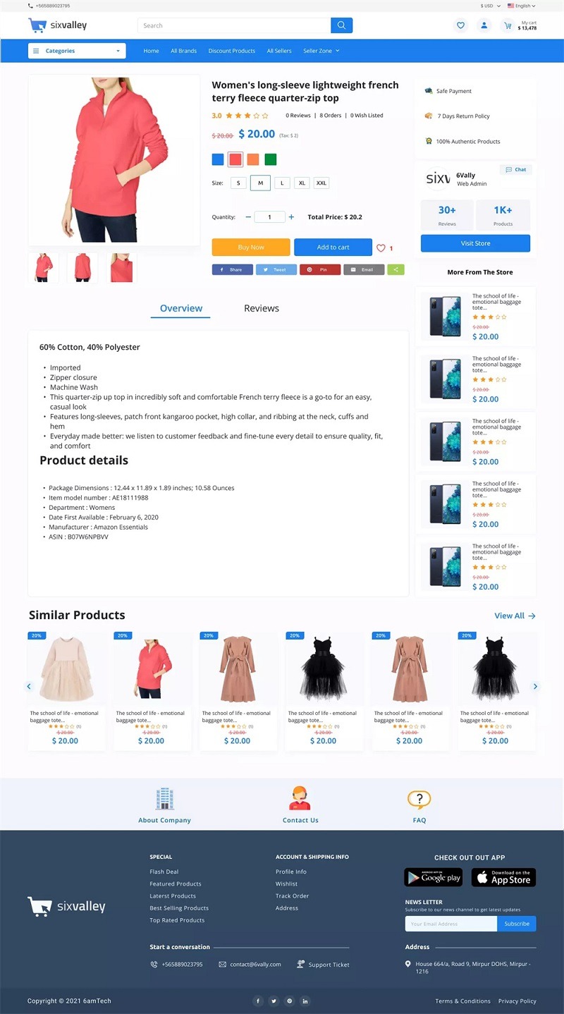 【优选源码】商海外跨境电子商务购物商城源码,支持APP,电脑版,卖家和管理面板,6valley v14完整源码