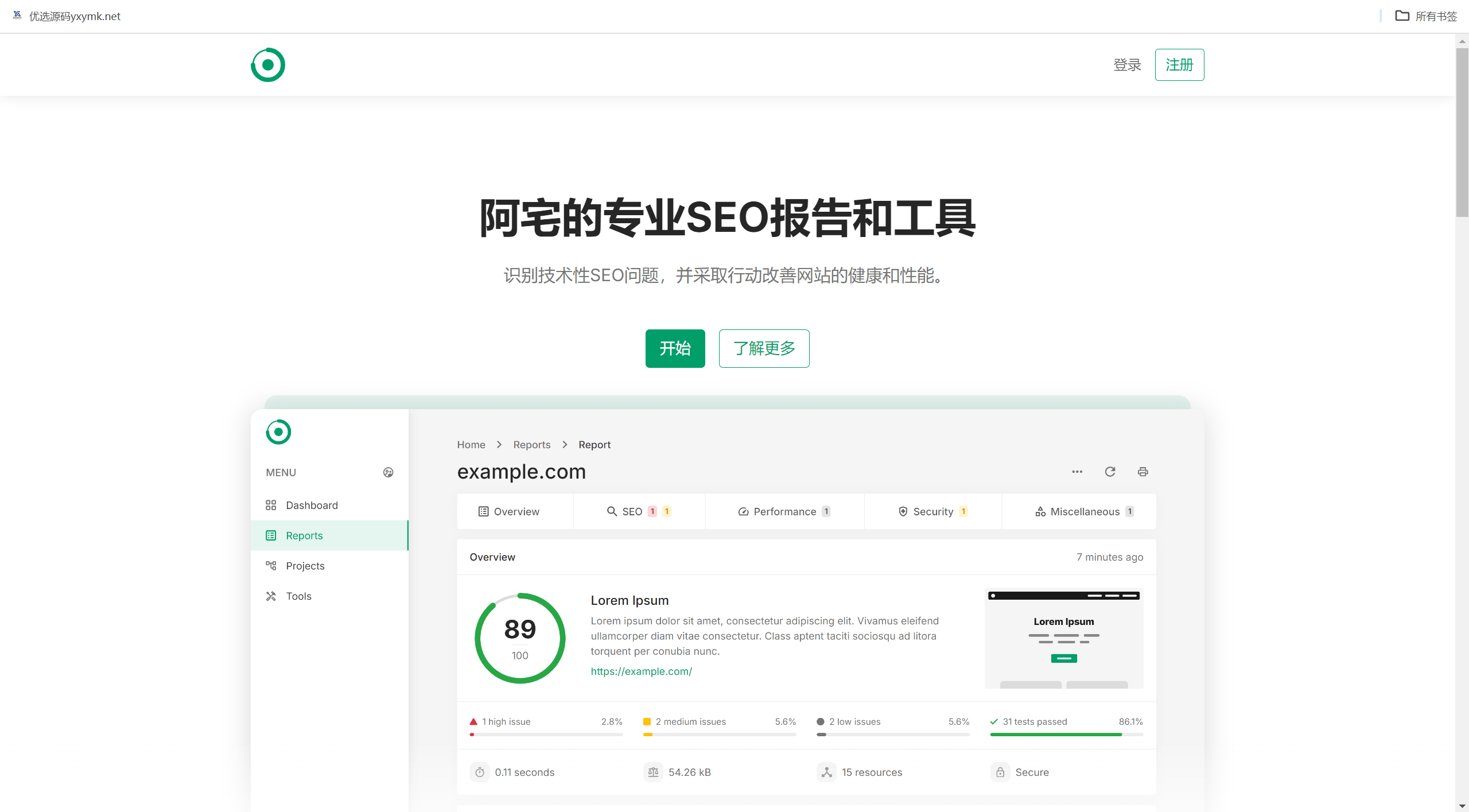 【优选源码】轻量SEO分析报告程序网站已开心汉化