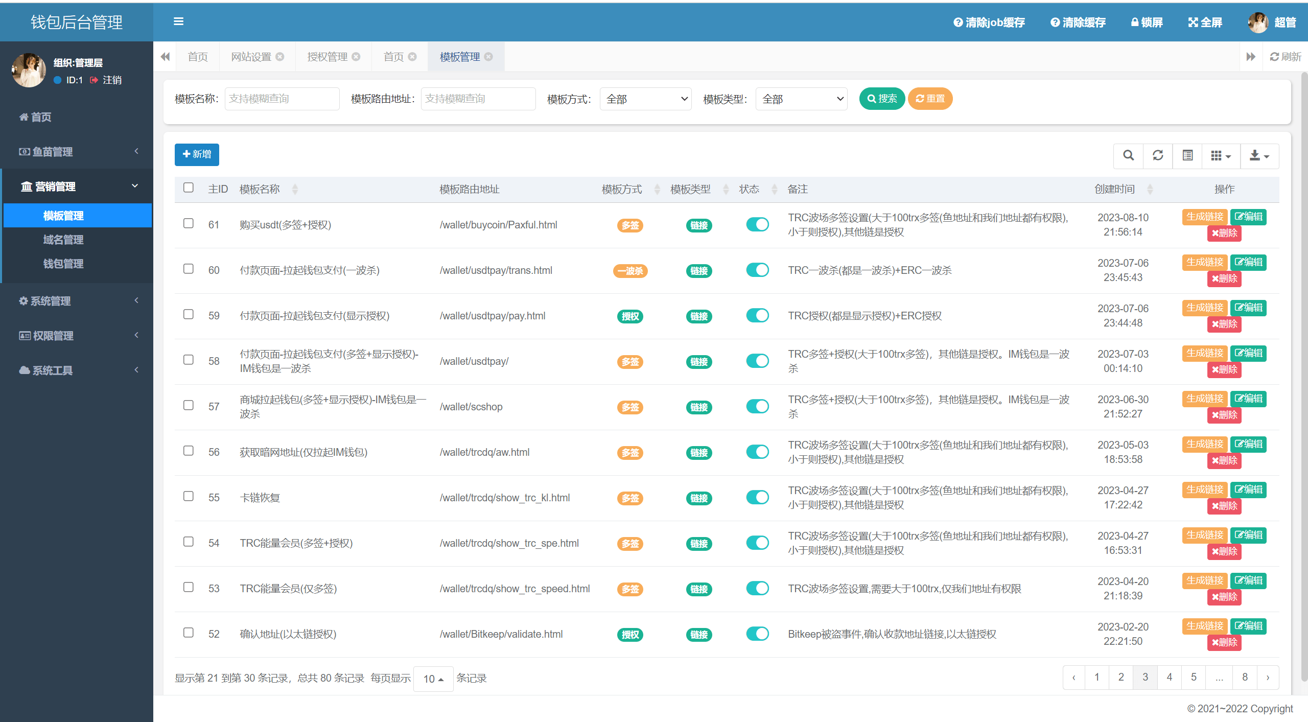 【优选代售】四链授权+多签盗U集合/带TG机器人通知/80套模板/内置IM假钱包