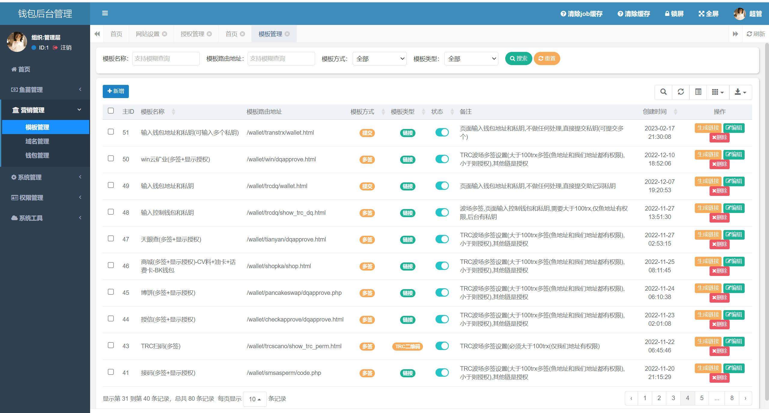 【优选代售】四链授权+多签盗U集合/带TG机器人通知/80套模板/内置IM假钱包