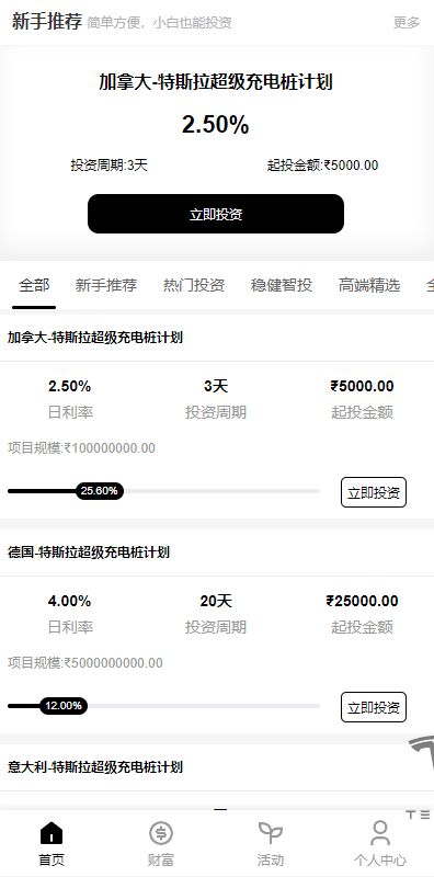 【优选代售】新版海外特斯拉投资系统/多语言投资理财/前端vue