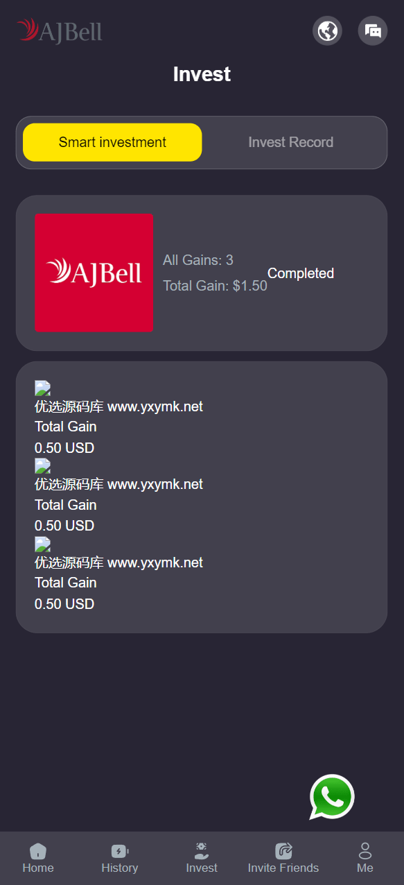 【优选源码】海外ajbell投资理财源码