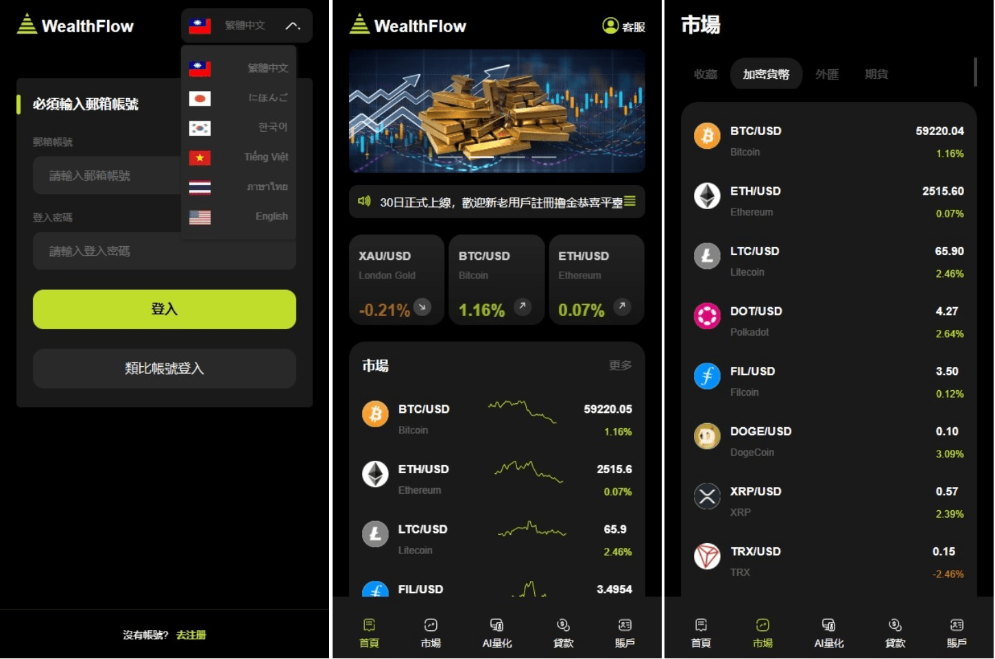 【优选源码】WealthFlow交易所源码+模拟账号前端uniapp编译后+后端php