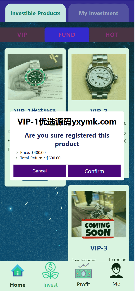 【优选源码】海外新UI/劳力士/奢侈品手表/投资理财系统