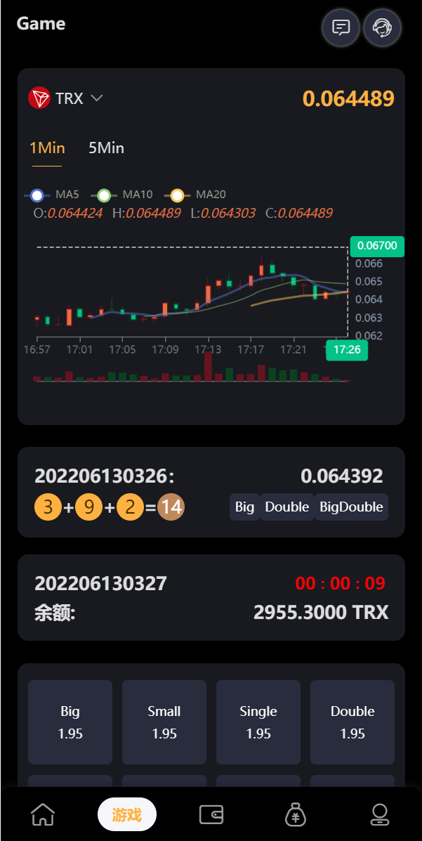 【优选代售】完整版区块链游戏/trx投注竞猜游戏/trx下注游戏/前端uinapp