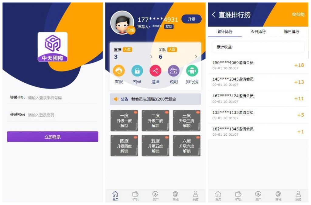【二开矿机理财】数字货币交易+公排系统二二复制自动排线60层人脉+210倍杠杆撬动全网人脉