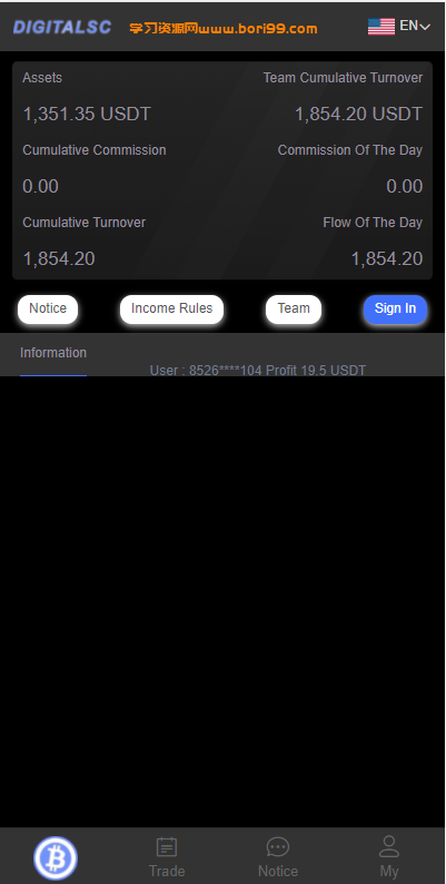 又一套英文版虚拟币投资系统 USDT充值