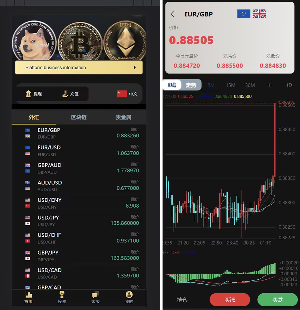 外汇/贵金属/虚拟币/多语言微交易PHP源码