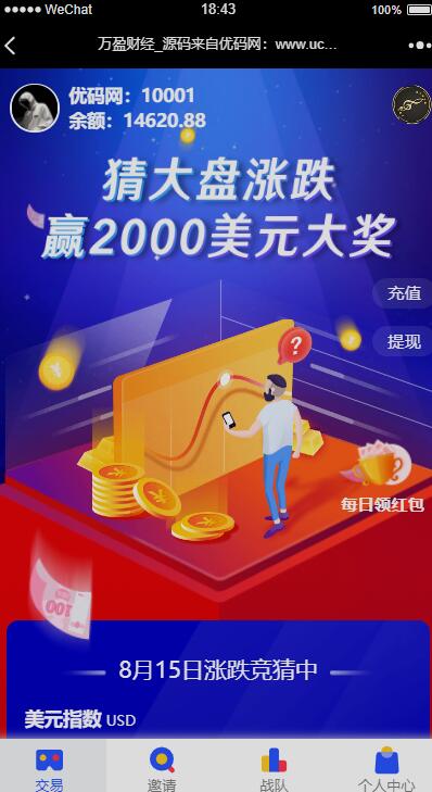 【USDT指数涨跌】最新更新蓝色UI二开币圈万盈财经币圈源码+K线正常