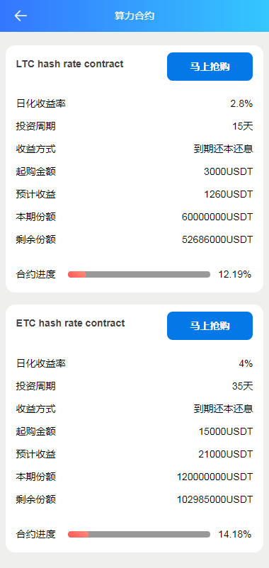 [实测运营版本]全新二开BTC矿机/算力合约/多语言云矿机区块链系统
